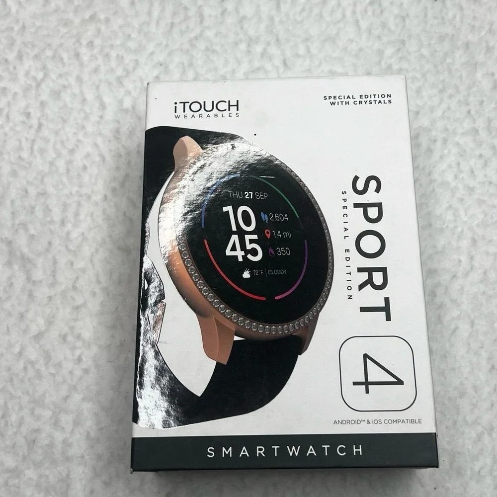 iTouch Sport 4 Special Edition With Crystals Black Rose Gold Smartwatch NIB
